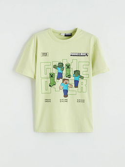 Bisiklet Yaka Minecraft Bask?l? Erkek ?ocuk Ti??rt