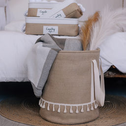 Корзина бельевая с ручками Кантри, Д350 Ш350 В420, бежевый - Handy home фото 4