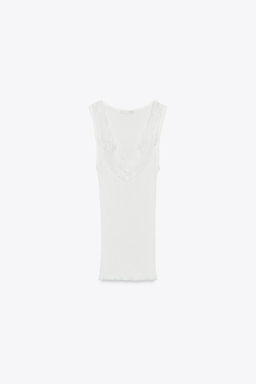 LACE RIBBED T-SHIRT - Zara фото 4