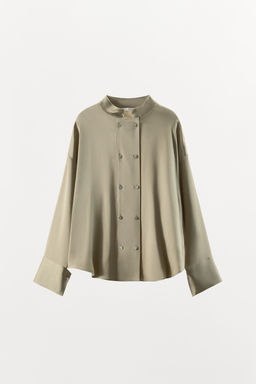 DOUBLE-BREASTED SATIN SHIRT - Zara фото 3