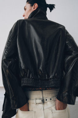 LEATHER EFFECT JACKET WITH SCARF ZW COLLECTION - Zara фото 14
