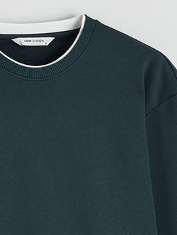 Bisiklet Yaka Erkek Kal?n Sweatshirt