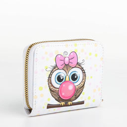 Кошелёк детский «Совёнок», на молнии, белый