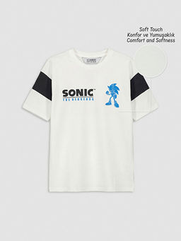 Bisiklet Yaka Sonic Bask?l? Erkek ?ocuk Ti??rt