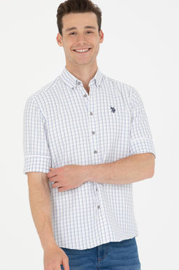 U. S. Polo Assn Мужская темно-синяя белая рубашка в клетку - U.s. polo assn фото 3