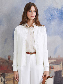 Bisiklet Yaka Kendinden Desenli Kad?n Triko H?rka