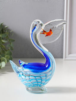 Сувенир стекло "Пеликан с рыбкой в клюве" под муранское стекло 7,5х14х17 см