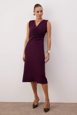 Siyah Duz Vucudu Saran Midi Dokuma Elbise TWOAW26EL00285 - Trendyolmilla фото 5