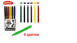 Фломастеры Creativiki ПРОСТО классические 6 цв. круглый корпус, стандартные, блистер  фото 2