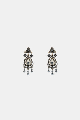 METAL FLOWER JEWEL EARRINGS - Zara фото 2