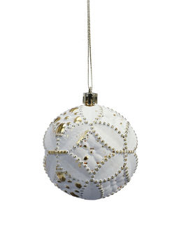 Ёлочные шары новогодние Вестон, набор 6 шт., d=8 см, винтаж, бело-золотой - Simaland фото 4