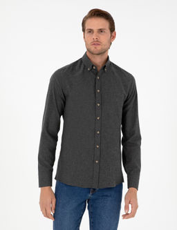 Antrasit Slim Fit Uzun Kollu G_mlek