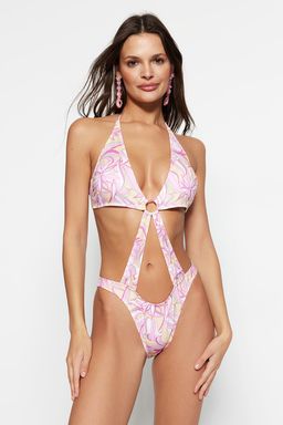 Cicek Desenli V Yaka High Leg Mayokini TBESS23MA00025