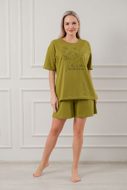Пижама женская из кулирки Дива хаки макси - Амадэль фото 8