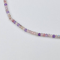 Колье из Рутилового кварца, Аметиста и Клубничного кварца 42 см +