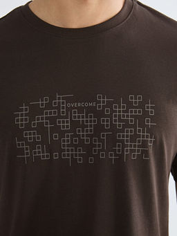 Bisiklet Yaka Bask?l? Penye Erkek Ti??rt