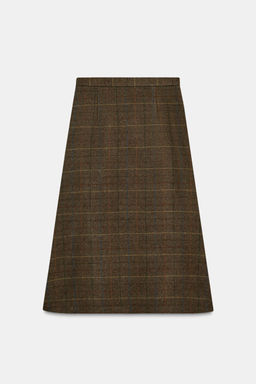 CHECK SKIRT WITH WOOL ZW COLLECTION - Zara фото 10