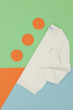 Кремовый базовый свитер для девочек - U.s. polo assn фото 5