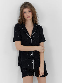 Комплект домашний женский черный с принтом сердечки сердечки на черном 592483 - Mark formelle фото 9