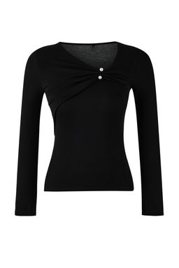 Ekru Fitted/Vucuda Oturan Asimetrik Yaka Aksesuar Detayl? Premium Yumusak Orme Bluz TWOSS26BZ00178 - Trendyolmilla фото 11