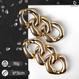 Серьги металл Цепь широкие звенья, 3шт, цвет золото