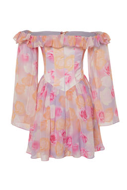 TRENDYOLMILLA Bridal Ekru A-Kesim Astarl? Volanl? Dokuma Sifon K?sa Dugun/Nikah S?k Abiye Elbise TPRSS23EL00096 фото 49