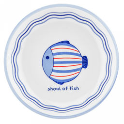 "Синий полосатик" Тарелка глубокая фарфоровая д180мм, h40мм, 450мл, отводка, белый (Китай)