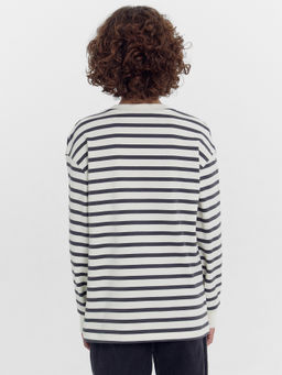 Лонгслив для мальчиков светло-молочный в графитовую полоску - Mark formelle фото 4