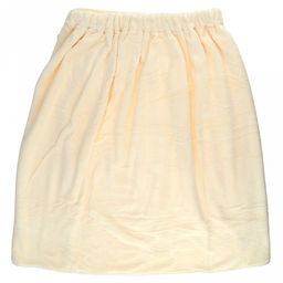 Парео махровое "Свежий букет" 70х175см, хлопок 100%, на резинке с липучкой, на кнопке, с вышивкой; с чалмой на пуговице 68х25см, ванильный (Китай)