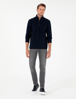 Lacivert Regular Fit Yar_m Fermuarl_ Polar Sweatshirt - Pierre cardin фото 4