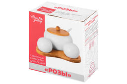 Набор - сахарница 440 мл 16*17*8,5 см Розы с ложкой + солонка+ перечница дер.под. - Elan gallery фото 27