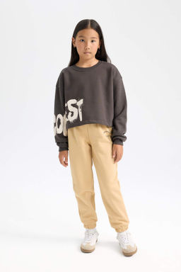 K?z Cocuk Standart Fit Beli Pacas? Lastikli Bask?l? Jogger Esofman Alt? - Defacto фото 2