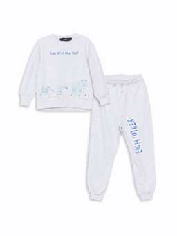 Bisiklet Yaka Bask?l? Erkek Bebek E?ofman Tak?m