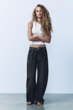 TRF RELAXED FIT HIGH-WAIST JEANS WITH PLEATS