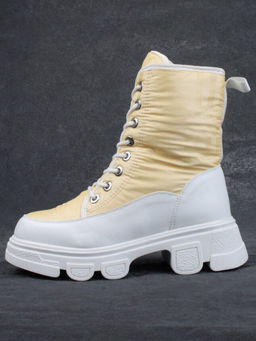 02-FAS99-5Z YELLOW/WHITE Дутики женские (искусственная кожа, плащевая ткань, шерсть)