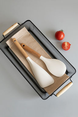 Ложка для мультиварки молочный силикон+нейлон, ручка из бука - Denastia фото 6