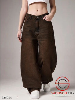 Джинсы женские багги с высокой посадкой