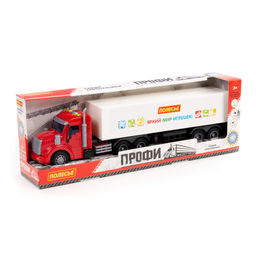 Профи, автомобиль-тягач с полуприцепом инерционный (со светом и звуком) (красно-белый) (в коробке)