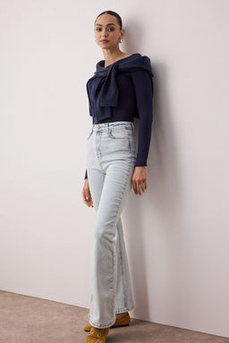 Ac?k Mavi Yuksek Bel Flare Jeans TWOAW24JE00083