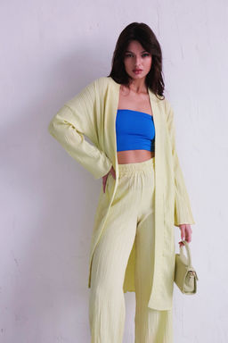 9539 Костюм из кимоно и брюк-палаццо светло-жёлтый - Martichelli фото 2