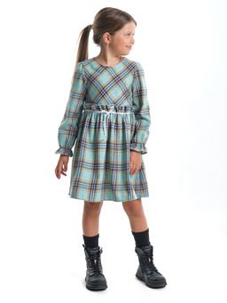 Платье для девочки нарядное UD 7351 бирюз клетка - Mini maxi фото 3
