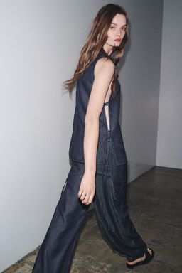 ZW COLLECTION CROSSOVER DENIM TROUSERS - Zara фото 12