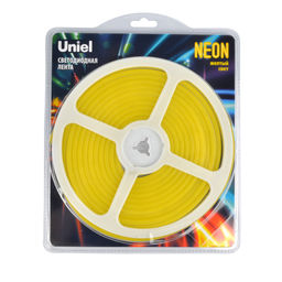 ULS-N01-2835-120LED/m-6mm-IP67-DC12V-9W/m-5M-YELLOW Гибкая светодиодная лента. NEON. Катушка 5м. в блистере. Желтый свет. ТМ Uniel