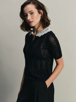 Ажурный джемпер с кружевным воротником / Zarina