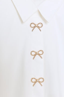 POPLIN SHIRT WITH RHINESTONE BUTTONS