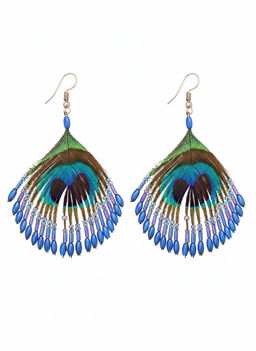Серьги «Павлин», 5×8 см, синие
