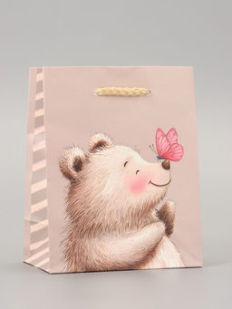 Цена за 4 шт. Пакет подарочный ламинированный «Мишка» 11.5×14.5×6.5 см