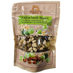 Таежный микс с крыжовником (крыжовник вяленый, ядро кедрового ореха)  крафт-пакет 100 г
