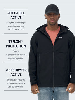 Ветровка спортивная мужская с капюшоном softshell черного цвета 9563Ch - Mtforce фото 35