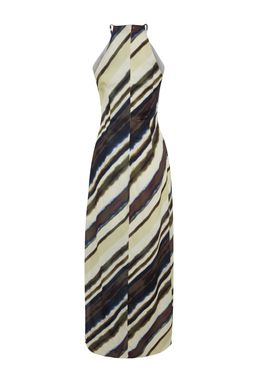 TRENDYOLMILLA Cok Renkli Batik Desenli Duz Kesim Kolsuz Maxi Astarl? Saten Dokuma Elbise TWOSS23EL02238 фото 8